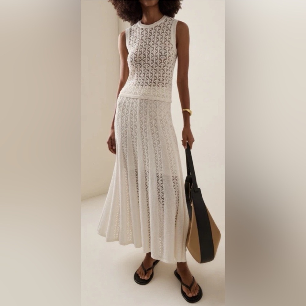 NWT $550 ZIMMERMANN Wylie Open Stitch
100% Cotton Sweater SKIRT Size US 10
